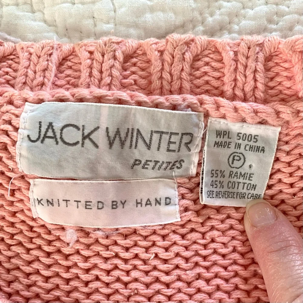 Vintage Sweater Jack Winter Hand Knit Easter Fruit Basket Sz Medium Petite Pink - Picture 8 of 12
